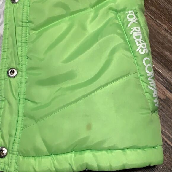 FOX Puffy Vest Light Green Snap Closure - Picture 6 of 10